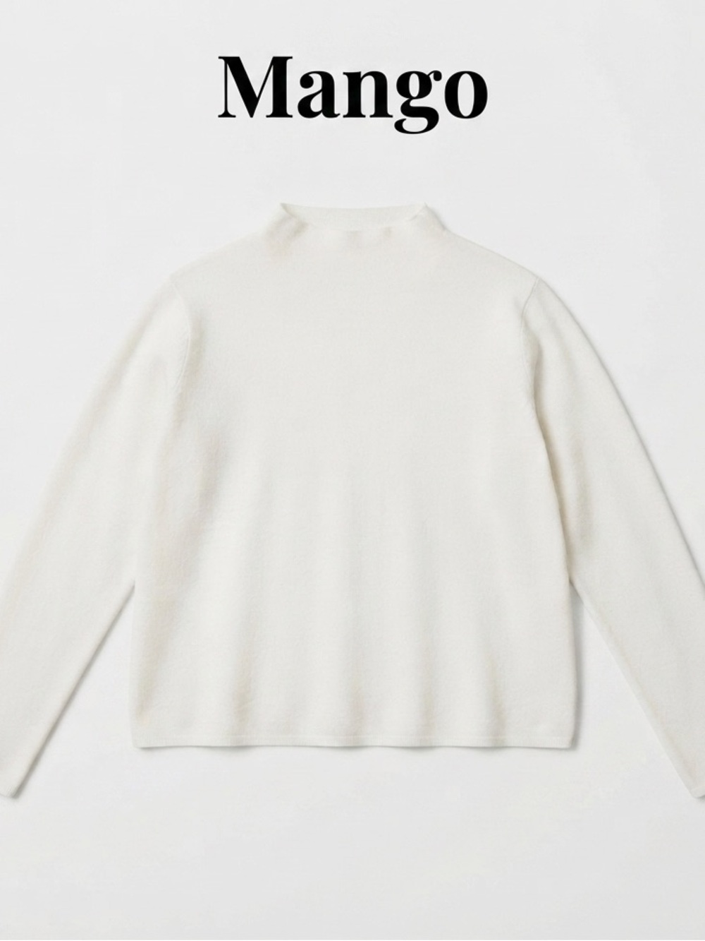 Mango Women's Cream Mock Neck Sweater Size L 0197